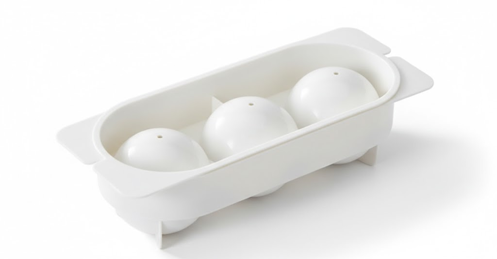 2 PCS Large Round Ice Cube Trays with Lids 3 Cavity Sphere Ice Ball Maker Mould Stackable Hard Plastic Slow Melting for Whiskey Cocktails White