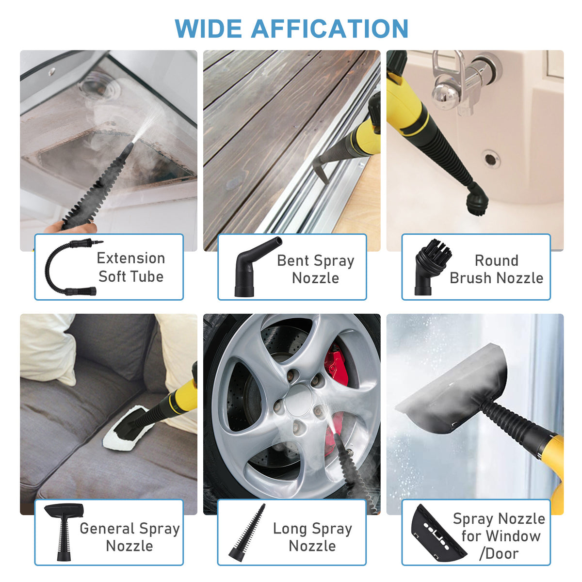 Multi-Purpose Handheld Steam Cleaner with 9 Accessories - High Pressure Chemical-Free Steamer for Kitchen, Bathroom, Car & Grout Cleaning (Includes AU Adapter)