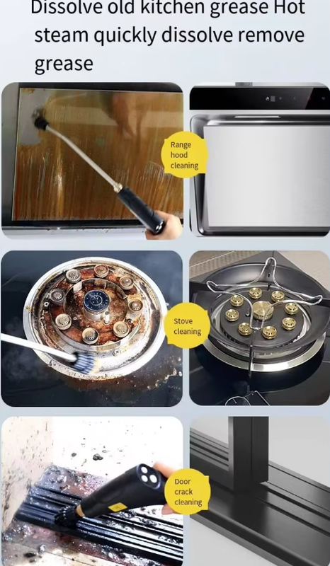 Beige 1500W High Pressure Steam Cleaner with Digital Display (3.5 BAR) - 1.2L Heavy Duty Steamer for Kitchen Grease, Grout, Car Detailing & Upholstery (AU Plug)