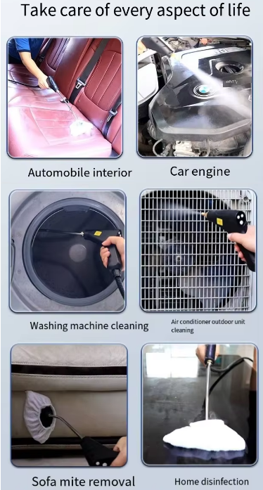 Beige 1500W High Pressure Steam Cleaner with Digital Display (3.5 BAR) - 1.2L Heavy Duty Steamer for Kitchen Grease, Grout, Car Detailing & Upholstery (AU Plug)