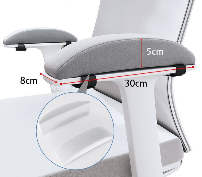 1 Pair of Memory Foam Chair Armrest Pads - Ergonomic Elbow Support Cushions - Soft Plush Cover with Anti-Slip Straps for Office & Gaming Chairs (Grey)