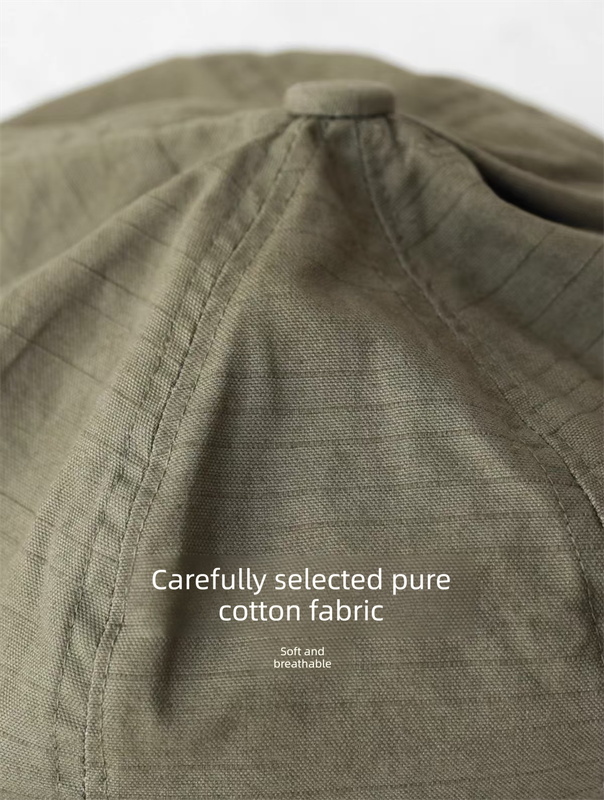 Oversized Slouchy Newsboy Cap - Vintage Japanese Style Baker Boy Hat - Soft Textured Fabric - Khaki (Adjustable 54-60cm)