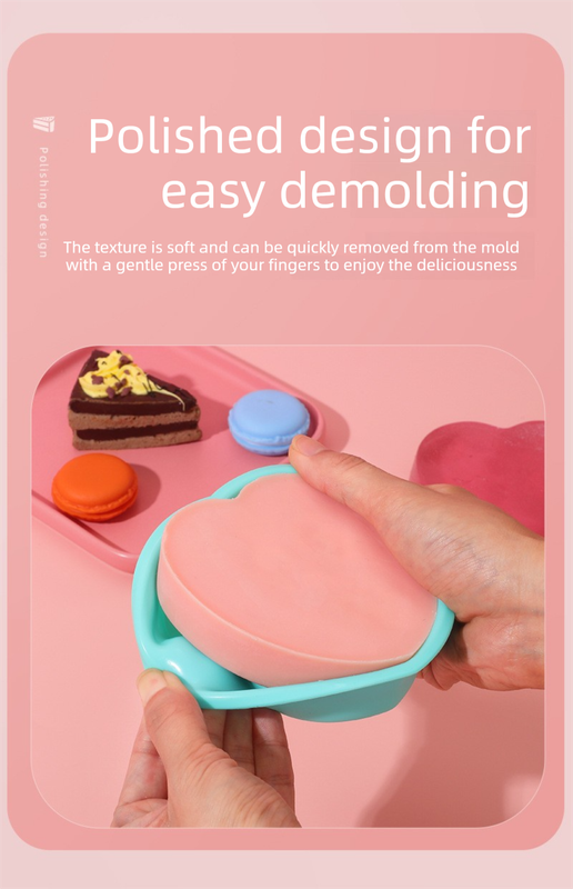 Heart Shaped Silicone Baking Mould - Non-Stick Mousse Cake & Jelly Pan - Easy Release Polished Interior for Valentine's Day Desserts (Green Spring Cyan, 11.5cm)