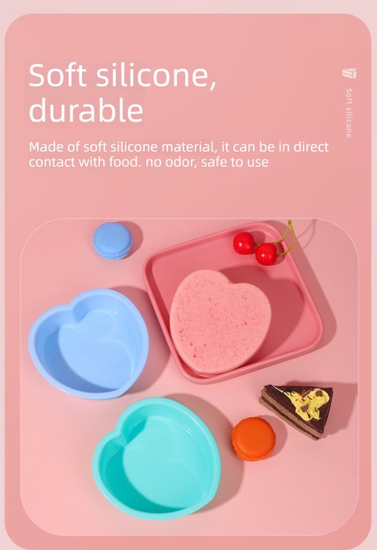 Heart Shaped Silicone Baking Mould - Non-Stick Mousse Cake & Jelly Pan - Easy Release Polished Interior for Valentine's Day Desserts (Green Spring Cyan, 11.5cm)