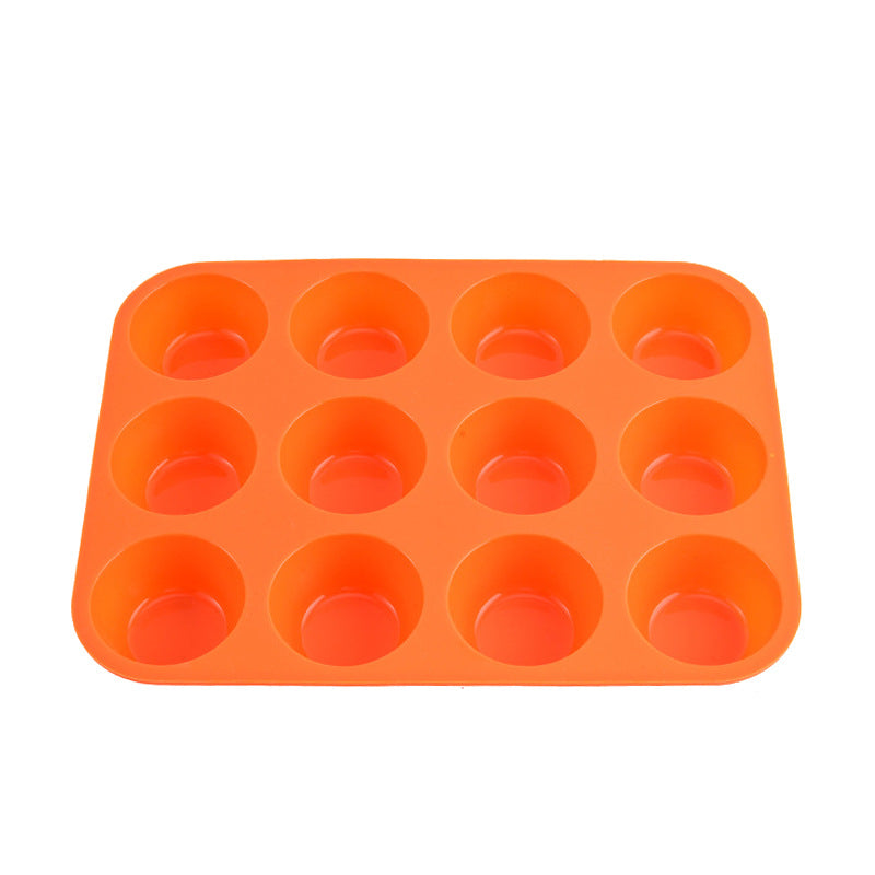 12-Cup Silicone Muffin Pan - Non-Stick Orange Baking Mould for Cupcakes, Egg Bites & Tarts - Food Grade, Heat Resistant & Dishwasher Safe (29.5cm)