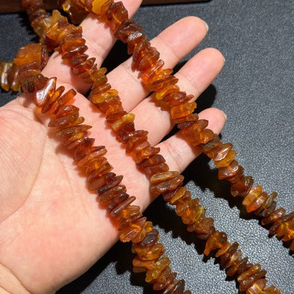 Approx 12mm Irregular Amber Loose Beads - Natural Old Wax Style Honey Nuggets for DIY Jewellery Making - Centre Drilled Chips for Necklaces & Bracelets