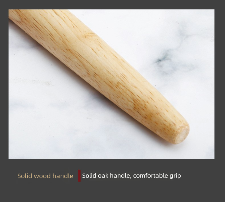 Danish Dough Whisk with Long Oak Handle - 13 Inch Stainless Steel Bread Mixer Tool for Sourdough, Pizza & Pastry - Heavy Duty Hand Held Flour Blender (Single Loop Design)