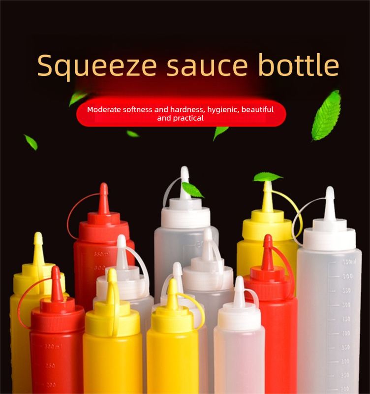3 PCS Squeeze Sauce Bottles 250ml Plastic Condiment Dispensers for Kitchen BBQ & Cafe Refillable Ketchup Mustard Containers White&Red&Yellow