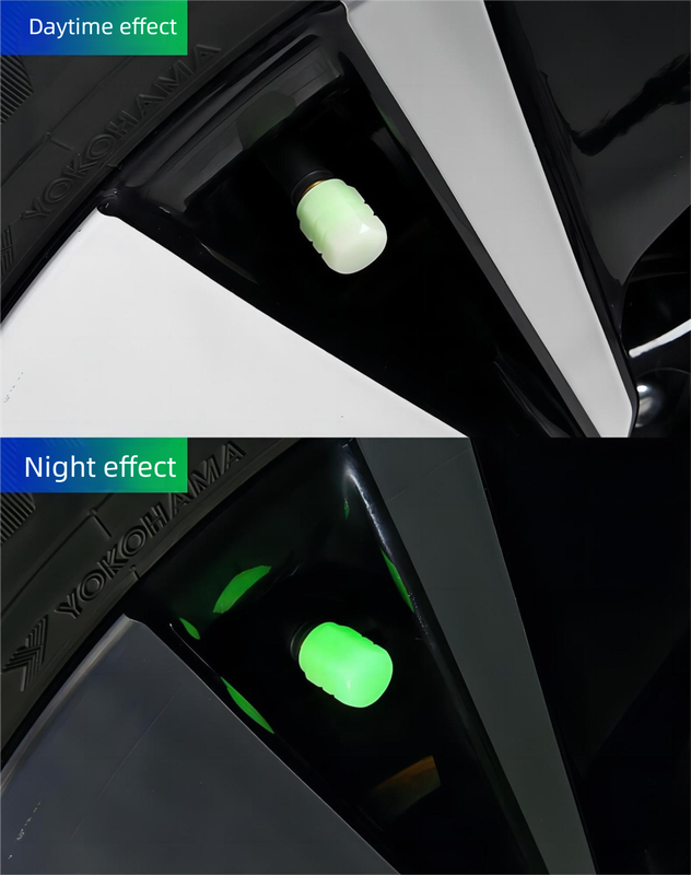 Universal Luminous Tyre Valve Caps 8 PCS Red Glow in Dark Dust Covers for Cars Motorbikes & Bicycles Easy Install