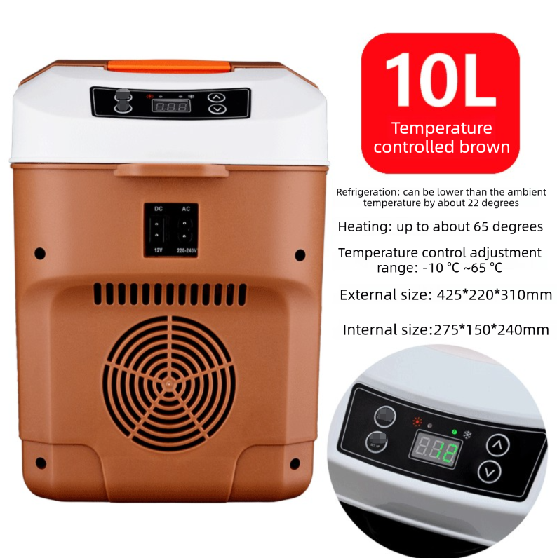 10L Portable Electric Cooler &amp; Warmer Car Fridge with Digital Display 12V/240V Dual Power for Camping Road Trips &amp; Home Office Brown