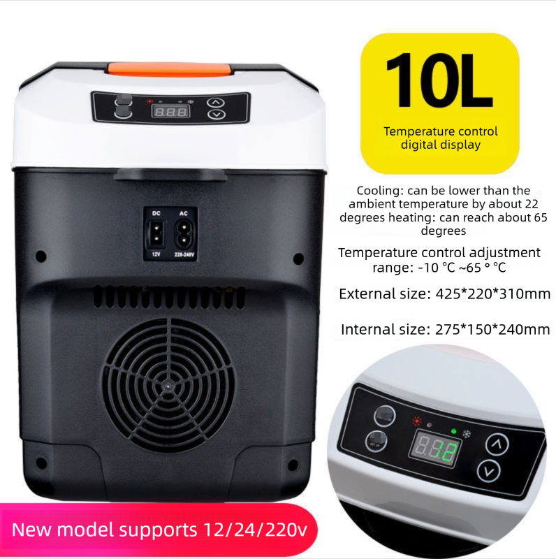 10L Digital Car Fridge Warmer 12V 24V 240V Portable Electric Cooler for Truck Car Home Camping LCD Display Black