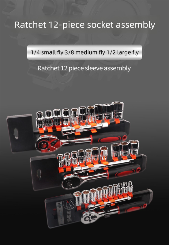 12 Piece 1/2 Inch Drive Ratchet and Metric Socket Wrench Set Heavy Duty Mechanics Tool Kit for Automotive Repair and Industrial Maintenance