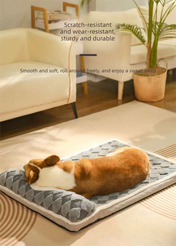 Thickened Soft Pet Bed Mat M Size Grey Comfortable Dog Sleeping Pad Washable Cushion for Medium Dogs and Cats All Season Home Decor