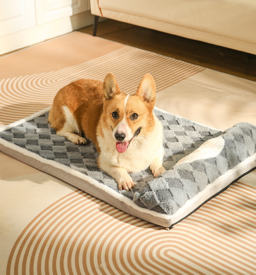Thickened Soft Pet Bed Mat L Size Grey Comfortable Large Dog Sleeping Pad Washable Cushion for Big Dogs and Cats All Season Use