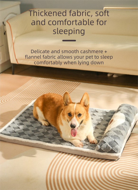 Thickened Soft Pet Bed Mat L Size Grey Comfortable Large Dog Sleeping Pad Washable Cushion for Big Dogs and Cats All Season Use