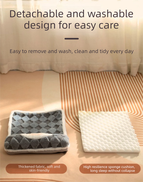 Thickened Soft Pet Bed Mat L Size Grey Comfortable Large Dog Sleeping Pad Washable Cushion for Big Dogs and Cats All Season Use