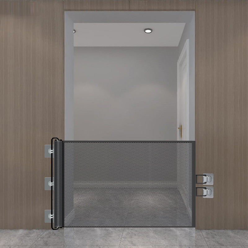 Retractable Pet Safety Gate 110x78cm Paw Print Mesh Dog Barrier No Drill Retracting Fence for Stairs and Doorways