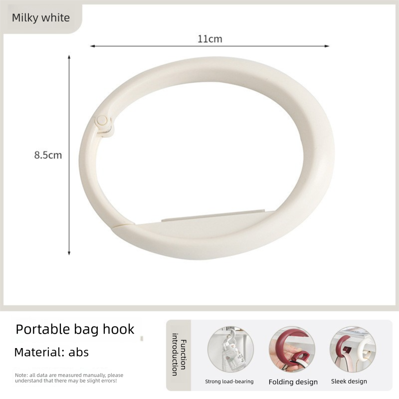 2 PCS Portable Purse Bag Hook Hanger Table Edge Holder Creamy White Foldable Non-Slip Clip for School Desk Office &amp; Cafe