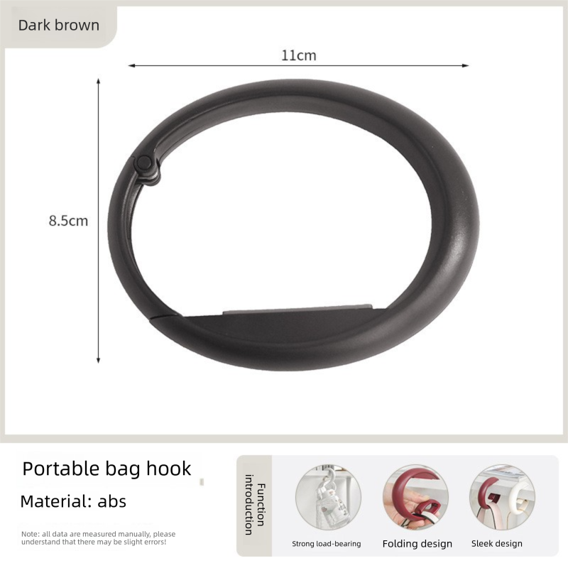 2 PCS Portable Purse Bag Hook Hanger Table Edge Holder Dark Brown Foldable Non-Slip Clip for School Desk Office &amp; Cafe