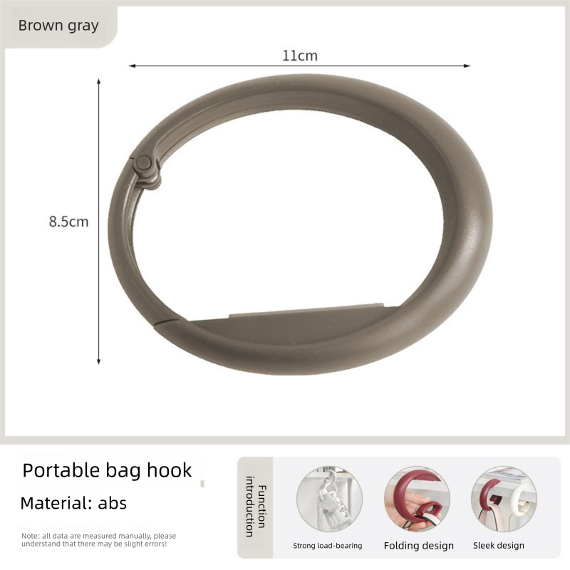 2 PCS Portable Purse Bag Hook Hanger Table Edge Holder Brown gray Foldable Non-Slip Clip for School Desk Office & Cafe