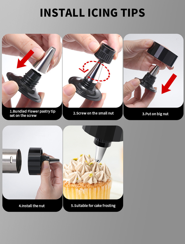 Stainless Steel Cookie Press Maker Kit Black Biscuit Machine with 13 Disc Molds 8 Icing Tips and Sponge Cleaning Brush