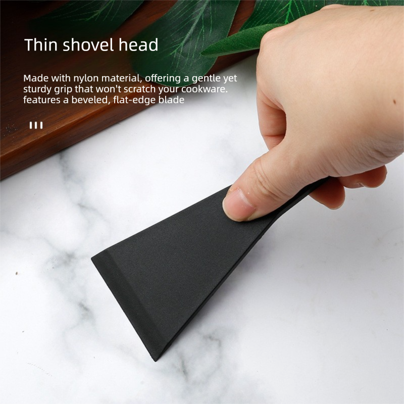 2 PCS Non-Stick Nylon Raclette Scrapers Heat Resistant Mini Spatula Turners for Cheese Baking & Cookware Protection 13.5cm Black