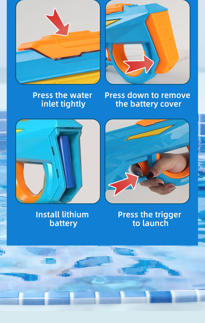 Electric Water Gun Automatic Continuous Fire Squirt Toy 8m Range Rechargeable Battery Outdoor Pool Beach Fun Pink