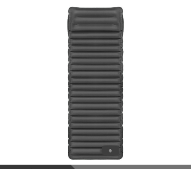 Outdoor Camping Self-Inflatable Air Mattress Portable Foot Press Beach Picnic Mat Foldable TPU Sleeping Pad Black and Grey