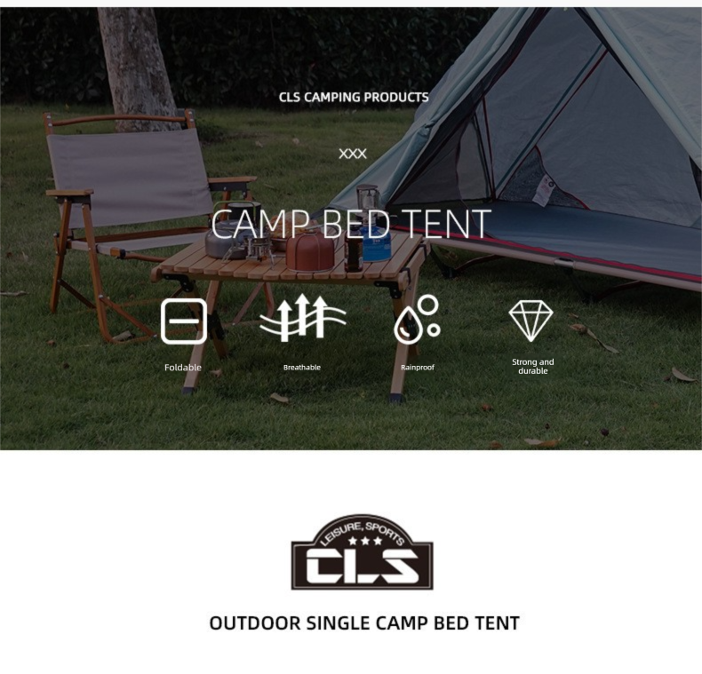Single Person Off-Ground Camping Tent Portable Folding Bed Cover with Mosquito Net UV-Resistant Fishing Tent Black