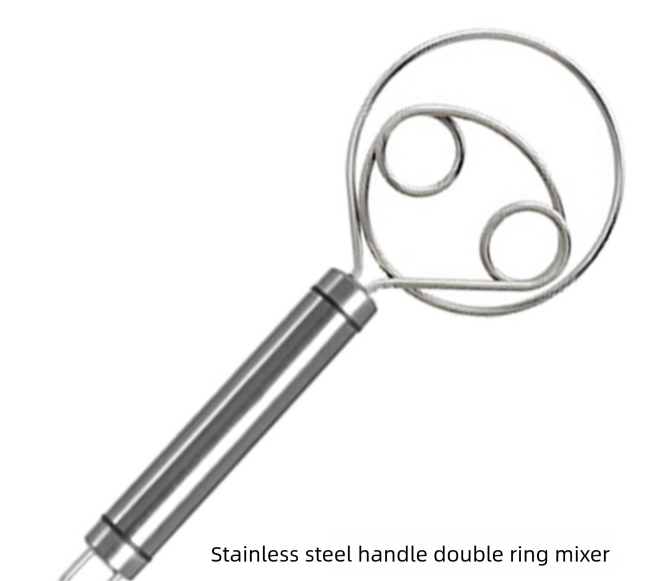 Stainless Steel Danish Dough Whisk Double Ring Bread Mixer Tool for Sourdough Pizza Pastry &amp; Batter Baking