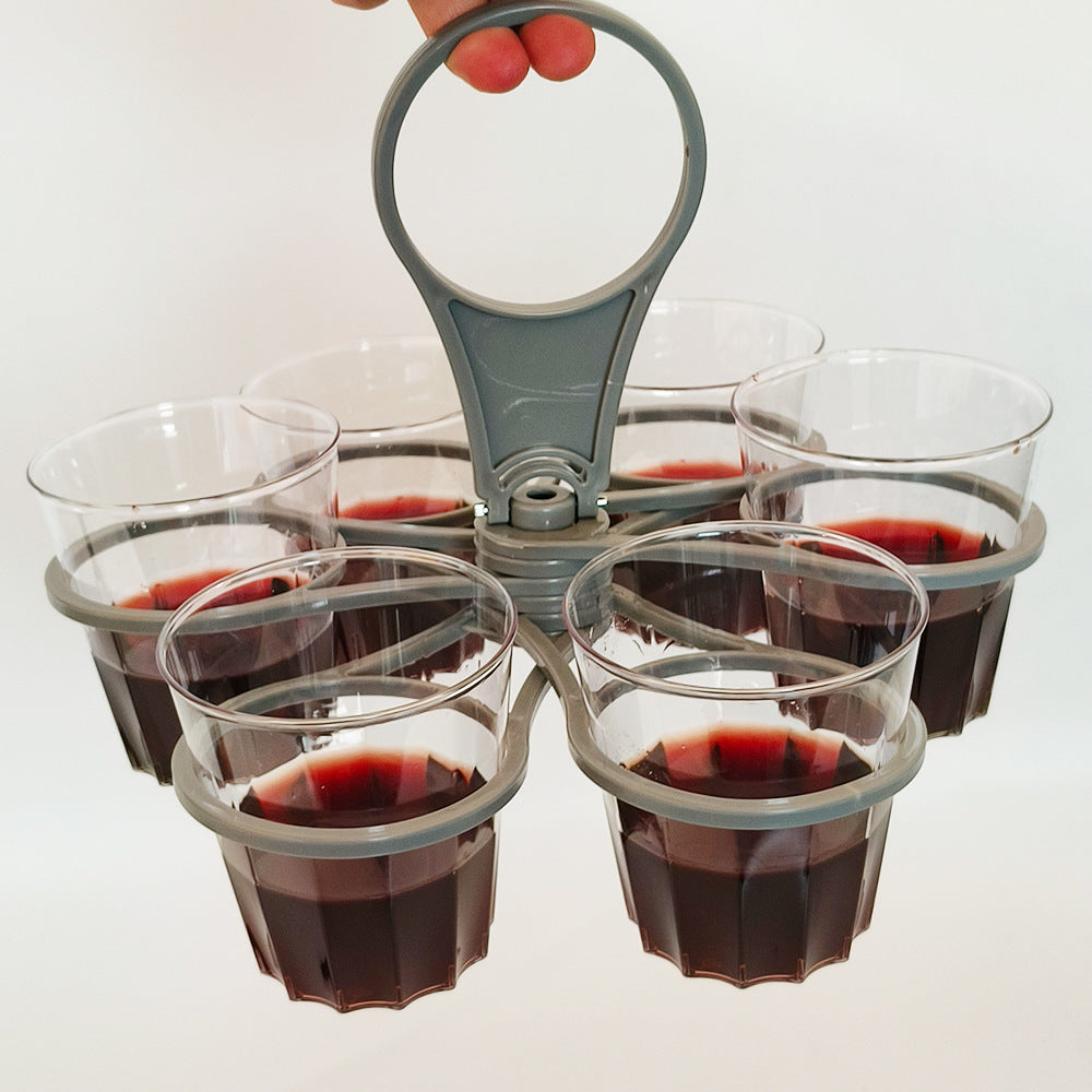 Portable 6-Cup Drink Carrier Foldable Reusable Coffee Tray Holder Grey for Parties Camping &amp; Office Runs