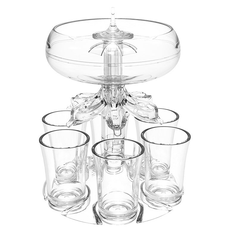 6-Shot Glass Dispenser and Holder Set Clear Acrylic Spirit Pourer Caddy with 6 Cups - Portable Party Drink Server for Home Bar &amp; BBQ