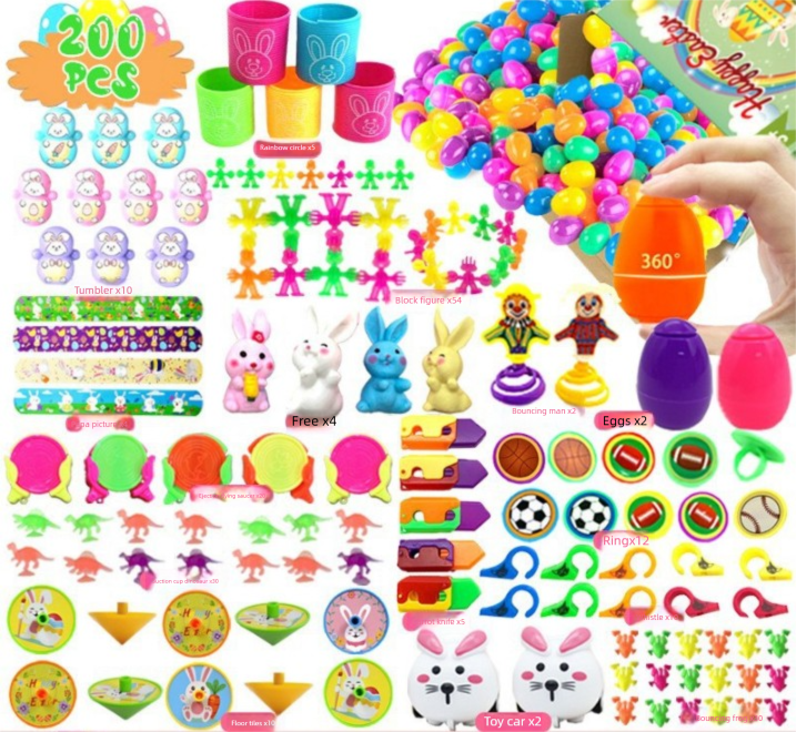 200 PCS Easter Eggs with 200 Toy Fillers - Mega Bulk Party Set - Plastic Shells &amp; Assorted Mini Prizes - Ideal for Community Events &amp; School Fundraisers