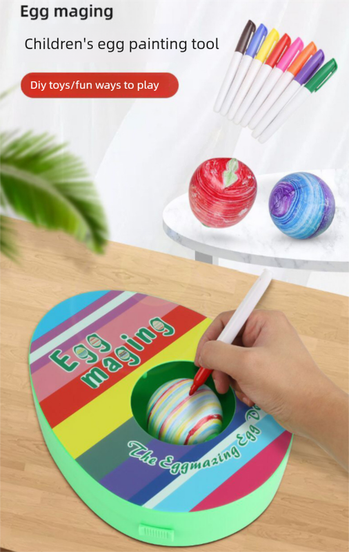 Easter Egg Decorating Kit Electric DIY Planet and Galaxy Painting Machine with 8 Markers and 3 Toy Eggs Space Set