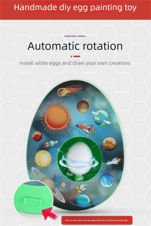 Easter Egg Decorating Kit Electric DIY Planet and Galaxy Painting Machine with 8 Markers and 3 Toy Eggs Space Set