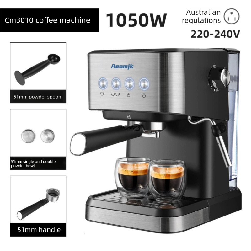 Premium Espresso Coffee Machine with Touch Control Panel &amp; Steam Milk Frother 1050W Stainless Steel CM3010 (AU Plug)