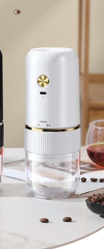 Portable Electric Coffee Grinder Wireless Rechargeable Burr Mill with Cleaning Brush Automatic Bean Grinder MDJ-13 White