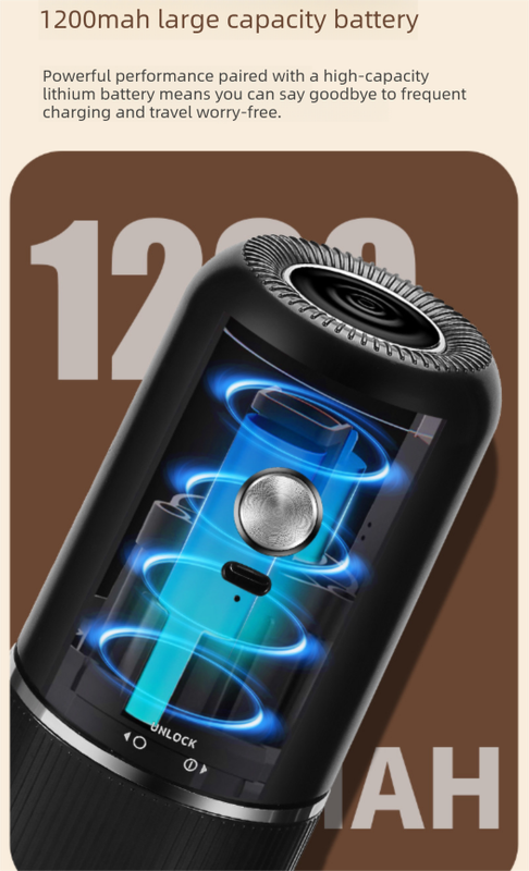 Portable Electric Coffee Grinder Wireless Rechargeable Burr Mill with Cleaning Brush Automatic Bean Grinder MDJ-13 White