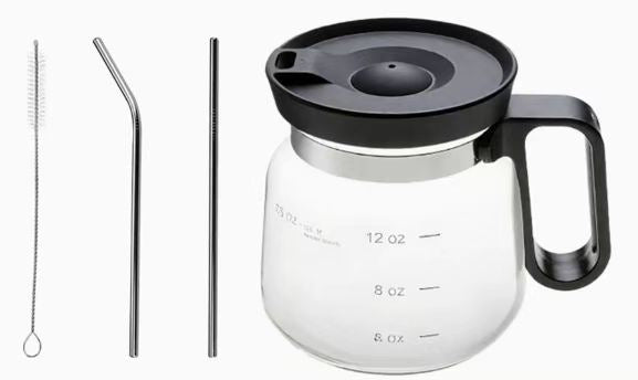 Premium 16oz Glass Coffee Mug Set with Reusable Straw and Cleaning Brush – 300ml Elegant Glass Tumbler