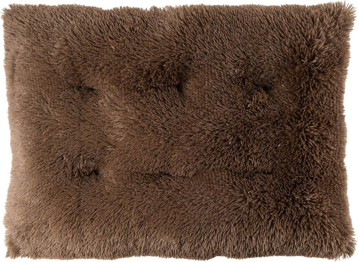 Luxury Long Plush Pet Bed Mat Faux Fur Crate Pad 65x50cm Dark Offee Soft Warm Cushion for Medium Dogs