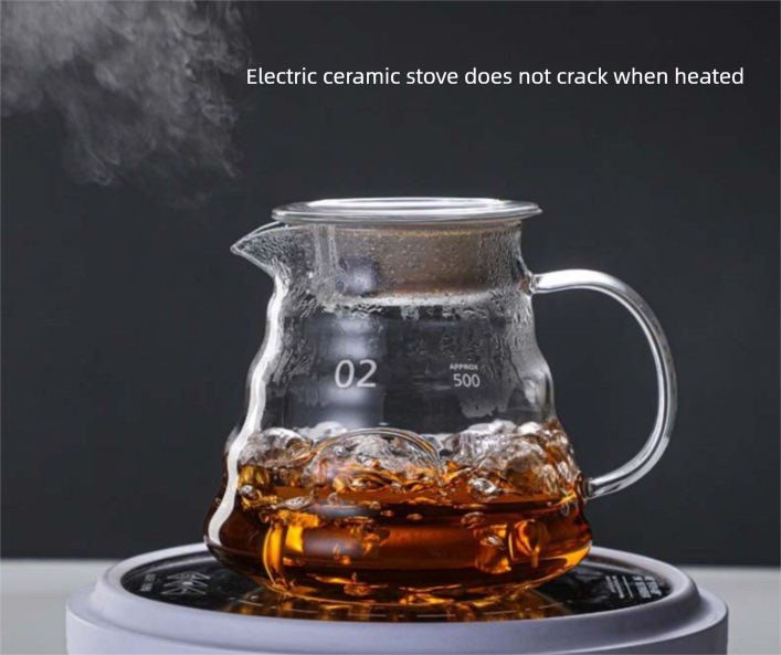 360ml Borosilicate Glass Coffee Server - Heat Resistant "Cloud" Pour Over Carafe with Lid - Drip Coffee Sharing Pot for Home Baristas (1-2 Cups)
