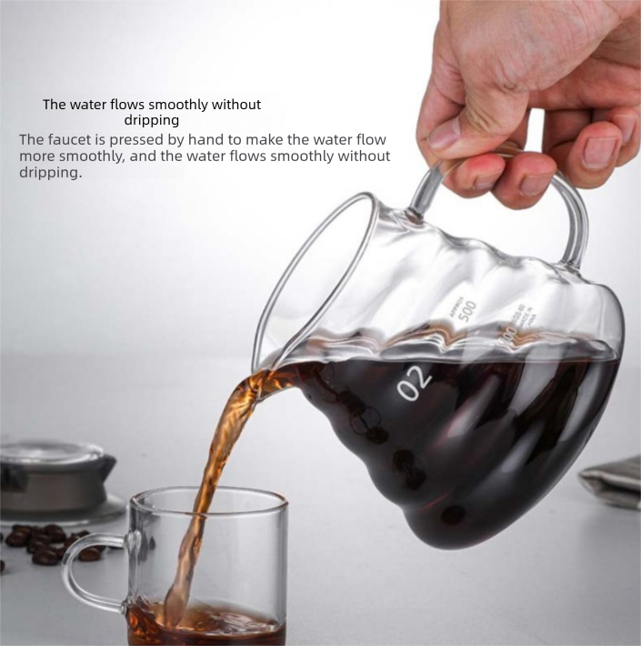360ml Borosilicate Glass Coffee Server - Heat Resistant "Cloud" Pour Over Carafe with Lid - Drip Coffee Sharing Pot for Home Baristas (1-2 Cups)
