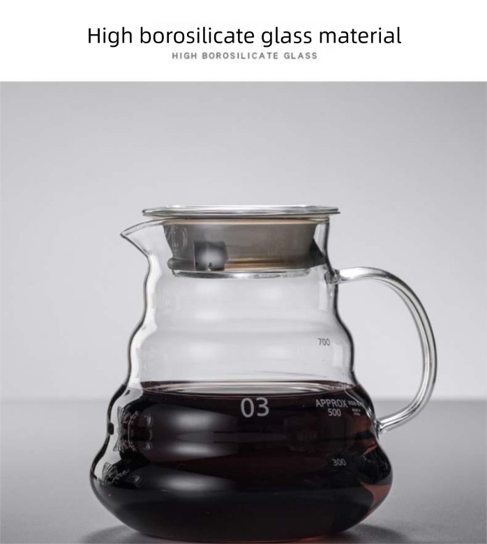360ml Borosilicate Glass Coffee Server - Heat Resistant "Cloud" Pour Over Carafe with Lid - Drip Coffee Sharing Pot for Home Baristas (1-2 Cups)
