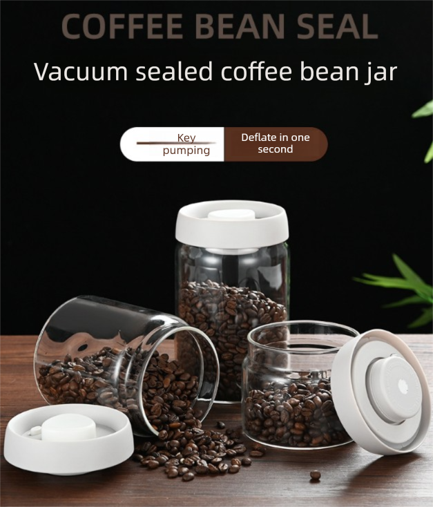 1800ml Extra Large Vacuum Sealed Glass Canister - One-Press Airtight Food Storage Jar - Tall Borosilicate Container for Bulk Coffee, Pasta & Cereal (White Lid)