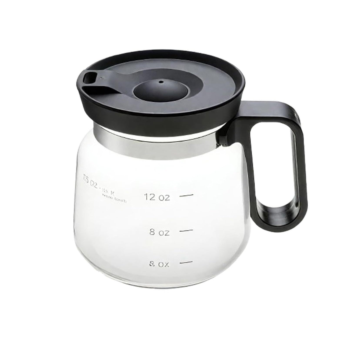 16oz Novelty Glass Coffee Carafe Mug - Heat Resistant Borosilicate Cup with Handle &amp; Splash-Proof Lid - Personal Mini Pot for Tea, Latte &amp; Office Desk (Clear/Black)