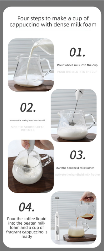 Rechargeable 3-in-1 Milk Frother Set with Metal Stand - Handheld Electric Whisk, Egg Beater & Mixing Hook - 3 Speed Foam Maker for Coffee, Lattes & Baking (Black)