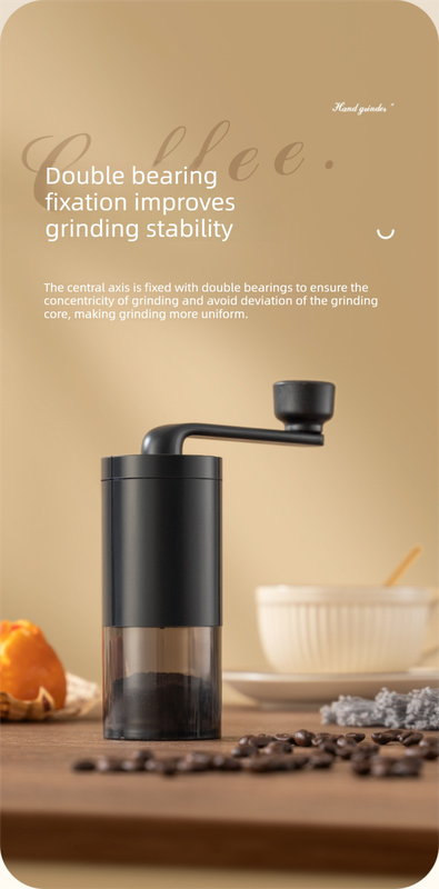 Manual Hand-Crank Coffee Grinder Precision Burr Mill with Adjustable Settings and Cleaning Brush MDJ-09 Matte Black