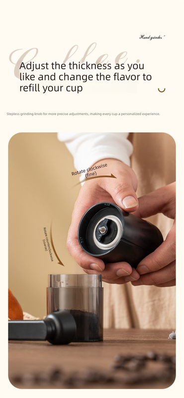 Manual Hand-Crank Coffee Grinder Precision Burr Mill with Adjustable Settings and Cleaning Brush MDJ-09 Matte White