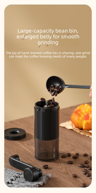 Manual Hand-Crank Coffee Grinder Precision Burr Mill with Adjustable Settings and Cleaning Brush MDJ-09 Matte White