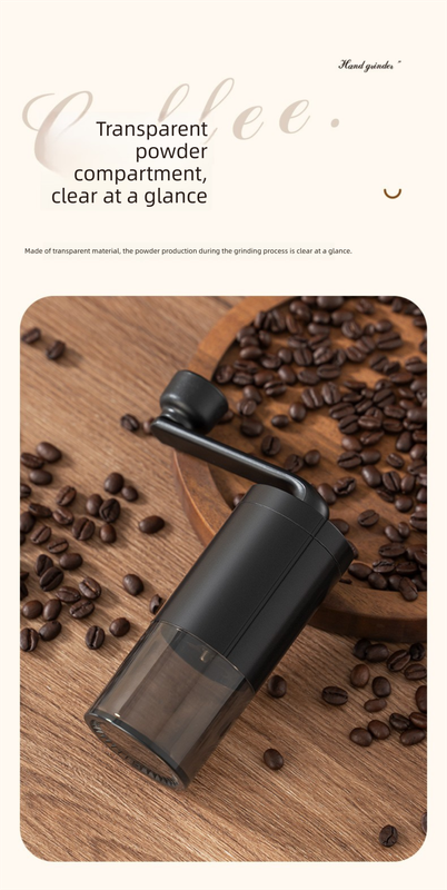 Manual Hand-Crank Coffee Grinder Precision Burr Mill with Adjustable Settings and Cleaning Brush MDJ-09 Matte White